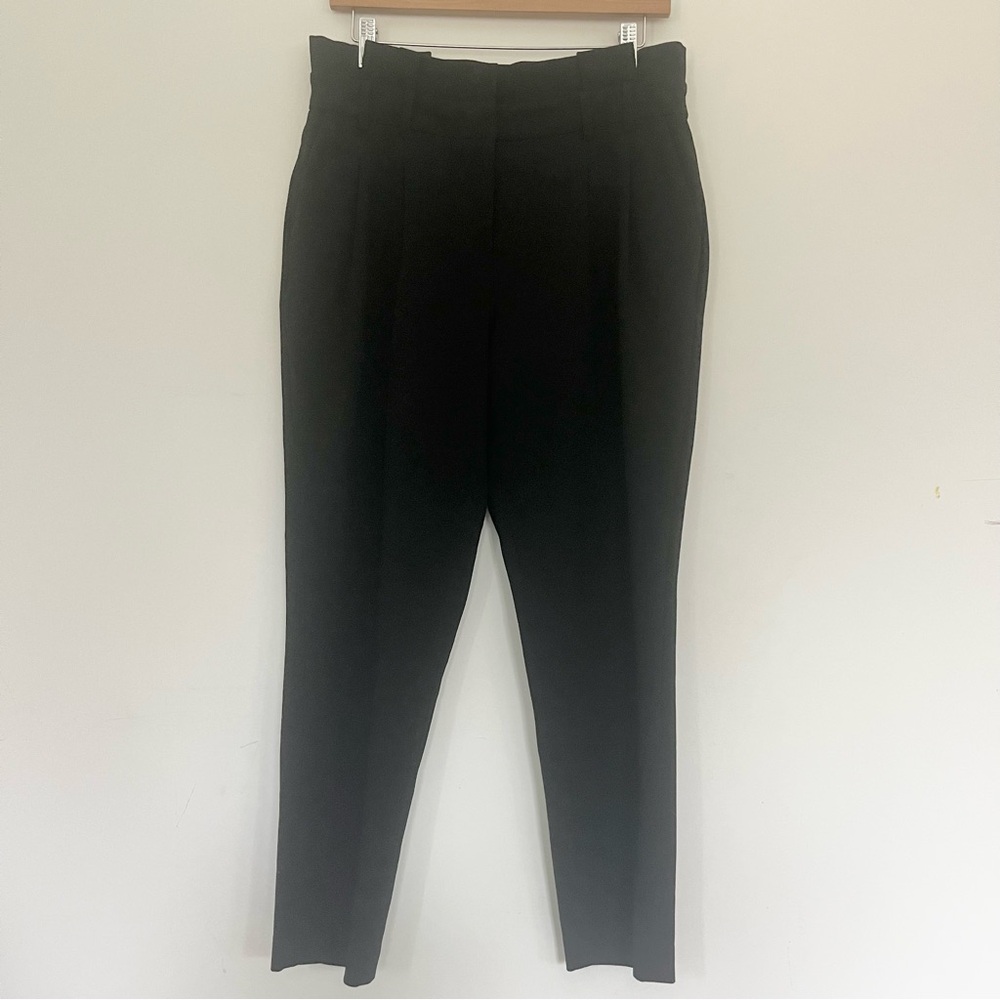 Nanette Lepore Black Paperbag Dress Pants Classic Tapered Fit w Ribbon Belt 8